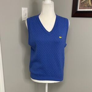 Magnolia Lane Sweater Vest Masters Golf Tourney Cableknit Lightweight Blue Med